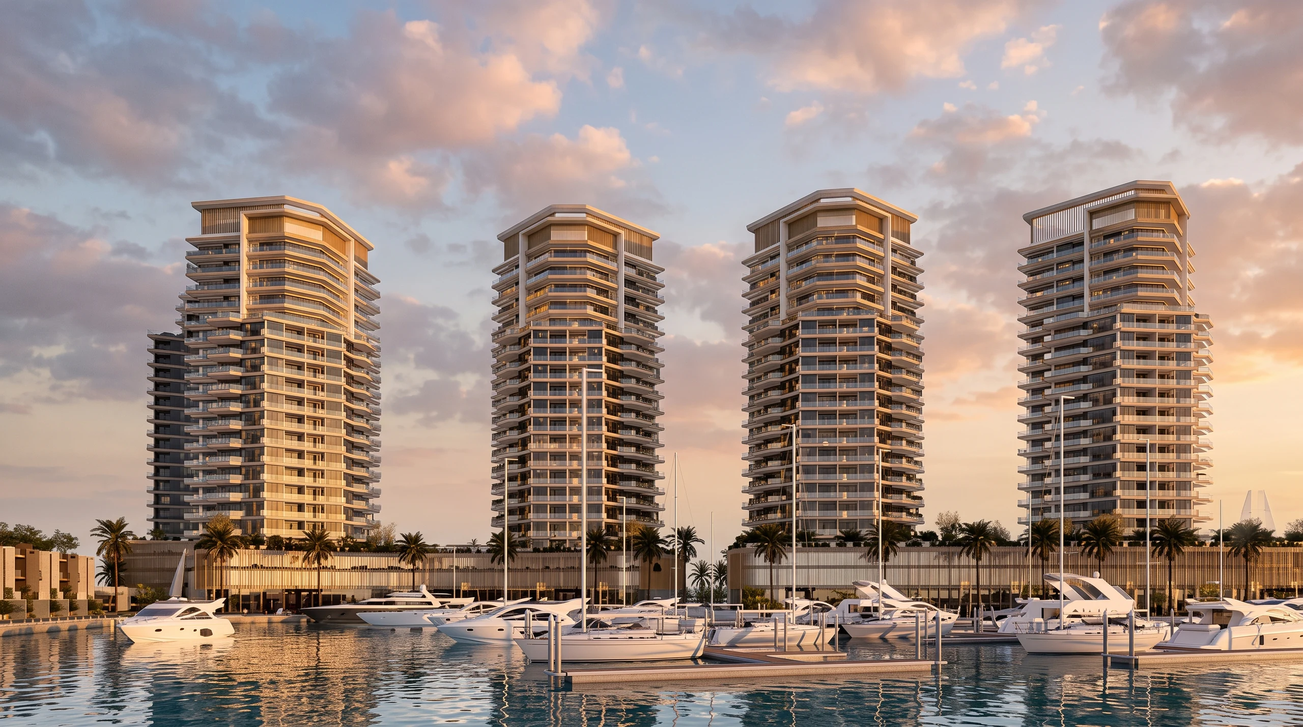 Illustrative Al Hamra Waterfront towers and marina